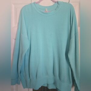 Plus Size Lightweight Waffle Knit Sweatshirt Top